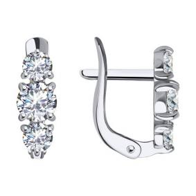 Серьги из белого золота SOKOLOV 029814-3 с фианитом 029814-3 фото