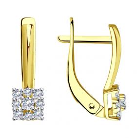 Серьги из лимонного золота SOKOLOV 029818-2 с фианитом 029818-2 фото