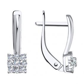 Серьги из белого золота SOKOLOV 029818-3 с фианитом 029818-3 фото