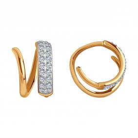 Золотые серьги Diamant 029836 с фианитом 029836 фото