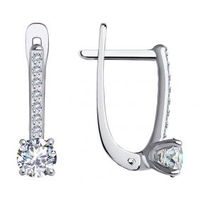 Серьги из белого золота SOKOLOV 029841-3 с фианитом 029841-3 фото