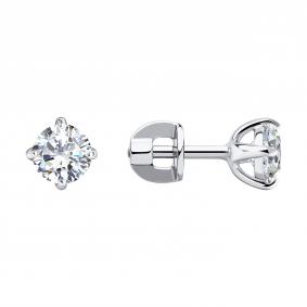 Серьги из белого золота SOKOLOV 029842-3 с фианитом 029842-3 фото