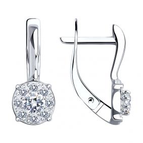 Серьги из белого золота SOKOLOV 029854-3 с фианитом 029854-3 фото