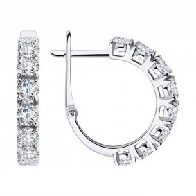 Серьги из белого золота SOKOLOV 029866-3 с фианитом 029866-3 фото