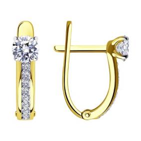 Серьги из лимонного золота SOKOLOV 029908-2 с фианитом 029908-2 фото