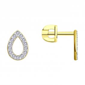 Серьги из лимонного золота SOKOLOV 029926-2 с фианитом 029926-2 фото
