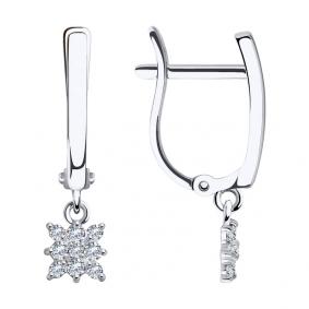 Серьги из белого золота SOKOLOV 029928-3 с фианитом 029928-3 фото