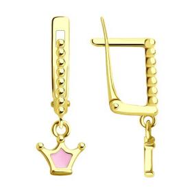 Серьги из лимонного золота SOKOLOV 029950-2 с эмалью 029950-2 фото