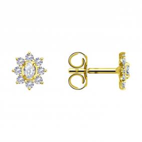 Серьги из лимонного золота SOKOLOV 029956-2 с фианитом 029956-2 фото