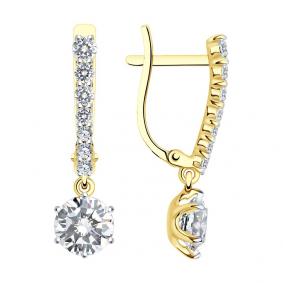 Серьги из лимонного золота SOKOLOV 029971-2 с фианитом 029971-2 фото