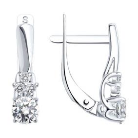 Серьги из белого золота SOKOLOV 029974-3 с фианитом 029974-3 фото