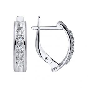 Серьги из белого золота SOKOLOV 029976-3 с фианитом 029976-3 фото