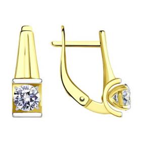 Серьги из лимонного золота SOKOLOV 029981-2 с фианитом 029981-2 фото