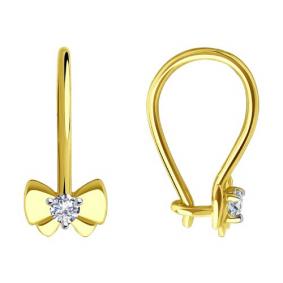 Серьги из лимонного золота SOKOLOV 029992-2 с фианитом 029992-2 фото