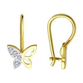 Серьги из лимонного золота SOKOLOV 029993-2 с фианитом 029993-2 фото