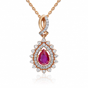 Золотая подвеска Platina 03-0016-00-107-1110-30 с бриллиантом и рубином 03-0016-00-107-1110-30 фото