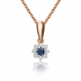 Золотая подвеска Platina 03-0042-00-105-1110-30 с бриллиантом и сапфиром 03-0042-00-105-1110-30 фото