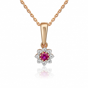 Золотая подвеска Platina 03-0042-00-107-1110-30 с бриллиантом и рубином 03-0042-00-107-1110-30 фото