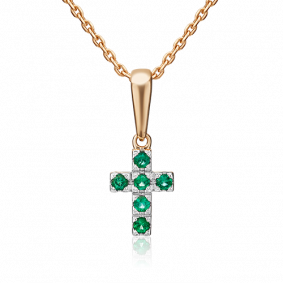 Золотая подвеска Platina 03-0052-00-103-1110-30 с изумрудом 03-0052-00-103-1110-30 фото