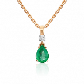 Золотая подвеска Platina 03-0064-00-106-1110-30 с бриллиантом и изумрудом 03-0064-00-106-1110-30 фото