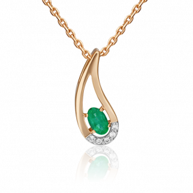 Золотая подвеска Platina 03-0088-00-106-1110-30 с бриллиантом и изумрудом 03-0088-00-106-1110-30 фото