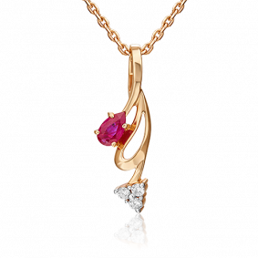 Золотая подвеска Platina 03-0100-00-107-1110-30 с бриллиантом и рубином 03-0100-00-107-1110-30 фото