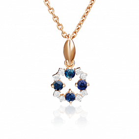 Золотая подвеска Platina 03-0106-00-105-1110-30 с бриллиантом и сапфиром 03-0106-00-105-1110-30 фото