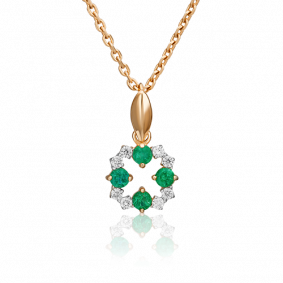 Золотая подвеска Platina 03-0106-00-106-1110-30 с бриллиантом и изумрудом 03-0106-00-106-1110-30 фото