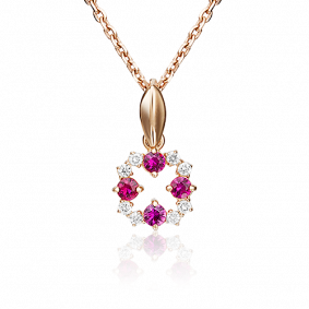 Золотая подвеска Platina 03-0106-00-107-1110-30 с бриллиантом и рубином 03-0106-00-107-1110-30 фото