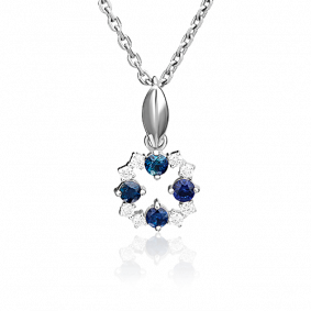 Подвеска из белого золота Platina 03-0107-00-105-1120-30 с бриллиантом и сапфиром 03-0107-00-105-1120-30 фото