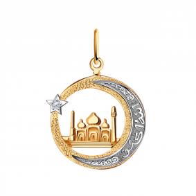 Золотая подвеска Золотые узоры 03-0147 с цирконием 03-0147 фото