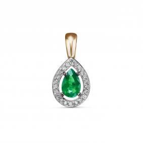 Золотая подвеска ERA Jewellery 03-01827-01-110-01-02 с бриллиантом и изумрудом 03-01827-01-110-01-02 фото