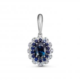 Подвеска из белого золота ERA Jewellery 03-01887-03-009-01-04 с бриллиантом и сапфиром 03-01887-03-009-01-04 фото