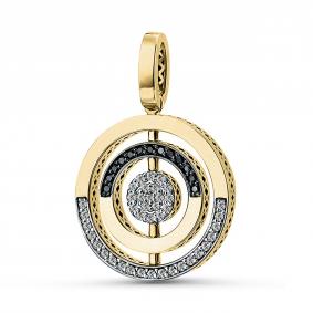 Подвеска-трансформер из лимонного золота ERA Jewellery с чёрным бриллиантом и бриллиантом 03-02185-05-040-07-02 03-02185-05-040-07-02 фото