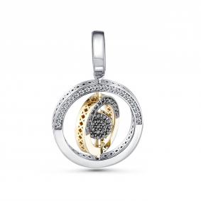 Подвеска-трансформер из белого золота ERA Jewellery с бриллиантом и черным бриллиантом 03-02185-2-06-040-07-04 03-02185-2-06-040-07-04 фото