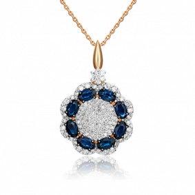 Золотая подвеска Platina 03-0418-00-105-1110-30 с бриллиантом и сапфиром 03-0418-00-105-1110-30 фото