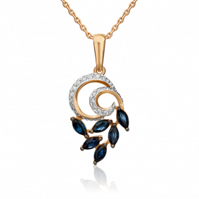 Золотая подвеска Platina 03-0422-00-105-1110-30 с бриллиантом и сапфиром 03-0422-00-105-1110-30 фото