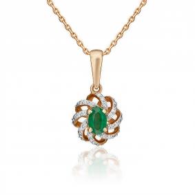 Золотая подвеска Platina 03-0436-00-106-1110-30 с бриллиантом и изумрудом 03-0436-00-106-1110-30 фото