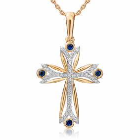 Золотая подвеска Platina 03-0438-00-105-1110-30 с бриллиантом и сапфиром 03-0438-00-105-1110-30 фото