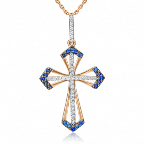 Золотая подвеска Platina 03-0442-00-105-1110-30 с бриллиантом и сапфиром 03-0442-00-105-1110-30 фото