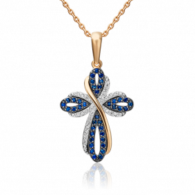 Золотая подвеска Platina 03-0444-00-105-1110-30 с бриллиантом и сапфиром 03-0444-00-105-1110-30 фото