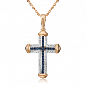 Золотая подвеска Platina 03-0446-00-105-1110-30 с бриллиантом и сапфиром 03-0446-00-105-1110-30 фото