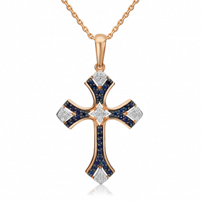 Золотая подвеска Platina 03-0452-00-105-1110-30 с бриллиантом и сапфиром 03-0452-00-105-1110-30 фото