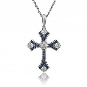 Подвеска из белого золота Platina 03-0453-00-105-1120-30 с бриллиантом и сапфиром 03-0453-00-105-1120-30 фото