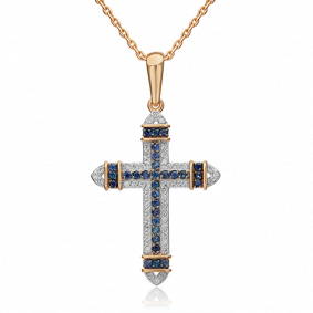 Золотая подвеска Platina 03-0454-00-105-1110-30 с бриллиантом и сапфиром 03-0454-00-105-1110-30 фото