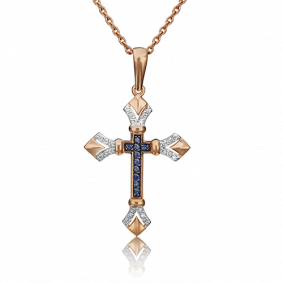 Золотая подвеска Platina 03-0456-00-105-1110-30 с бриллиантом и сапфиром 03-0456-00-105-1110-30 фото