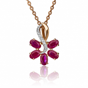 Золотая подвеска Platina 03-0460-00-107-1110-30 с бриллиантом и рубином 03-0460-00-107-1110-30 фото