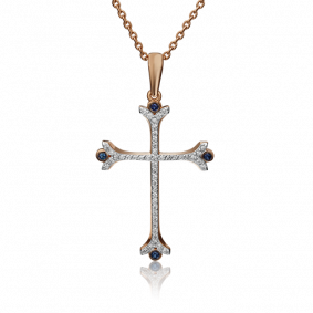 Золотая подвеска Platina 03-0468-00-105-1110-30 с бриллиантом и сапфиром 03-0468-00-105-1110-30 фото