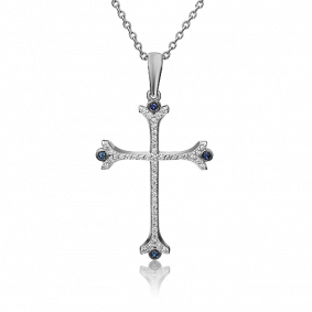 Подвеска из белого золота Platina 03-0469-00-105-1120-30 с бриллиантом и сапфиром 03-0469-00-105-1120-30 фото