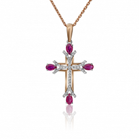 Золотая подвеска Platina 03-0470-00-107-1110-30 с бриллиантом и рубином 03-0470-00-107-1110-30 фото